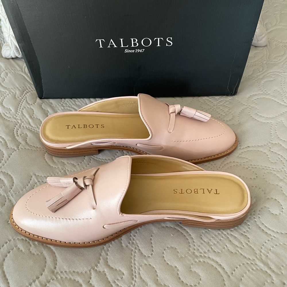 Talbots Leighton Leather Mules - Warm Rose - 7 1/2 M